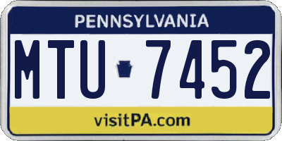 PA license plate MTU7452