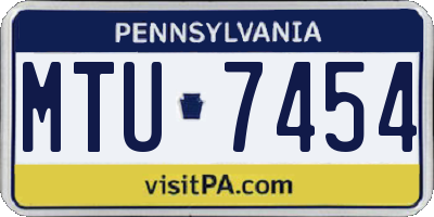 PA license plate MTU7454