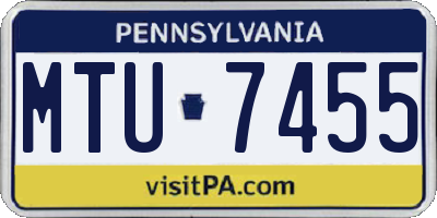PA license plate MTU7455