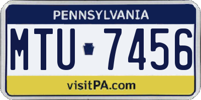 PA license plate MTU7456