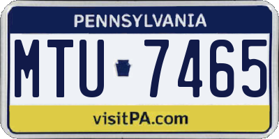 PA license plate MTU7465