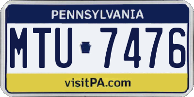 PA license plate MTU7476