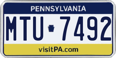 PA license plate MTU7492