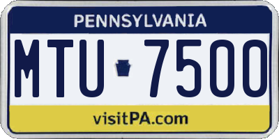 PA license plate MTU7500
