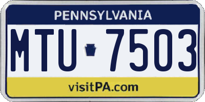 PA license plate MTU7503