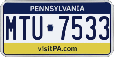 PA license plate MTU7533