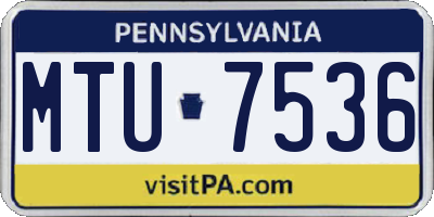 PA license plate MTU7536