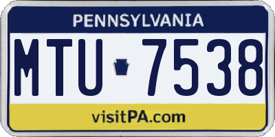 PA license plate MTU7538