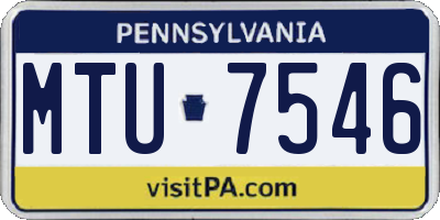 PA license plate MTU7546