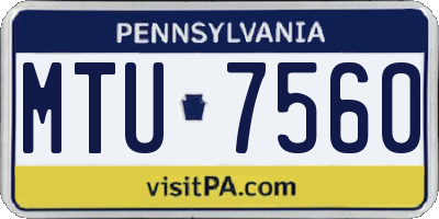 PA license plate MTU7560
