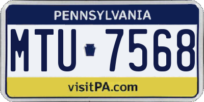 PA license plate MTU7568