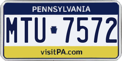 PA license plate MTU7572