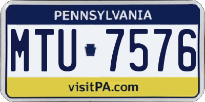 PA license plate MTU7576