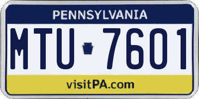 PA license plate MTU7601