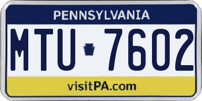 PA license plate MTU7602