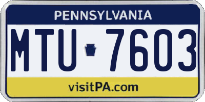 PA license plate MTU7603