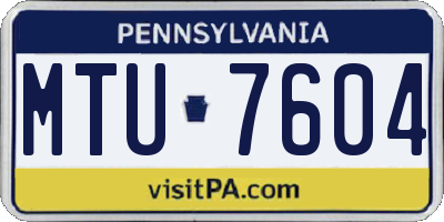 PA license plate MTU7604