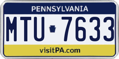 PA license plate MTU7633
