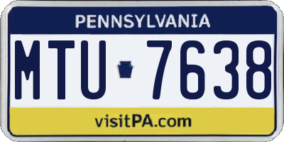 PA license plate MTU7638