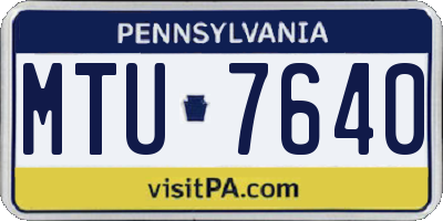 PA license plate MTU7640