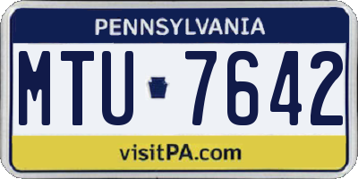 PA license plate MTU7642