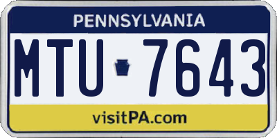 PA license plate MTU7643