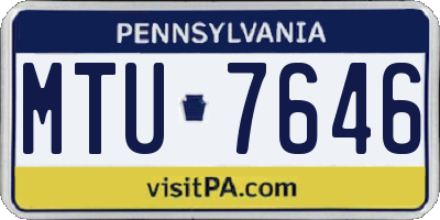 PA license plate MTU7646