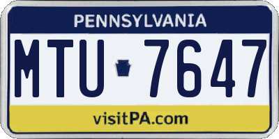PA license plate MTU7647