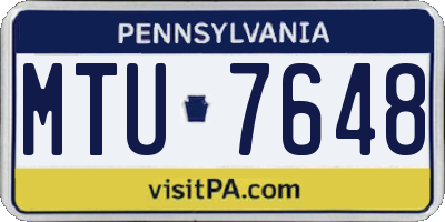 PA license plate MTU7648