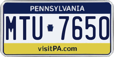 PA license plate MTU7650