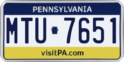 PA license plate MTU7651
