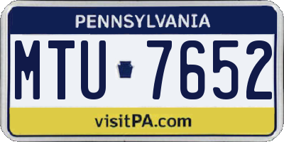 PA license plate MTU7652