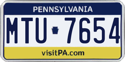 PA license plate MTU7654