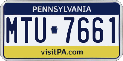PA license plate MTU7661