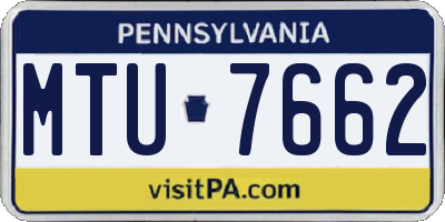 PA license plate MTU7662