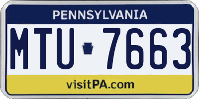PA license plate MTU7663