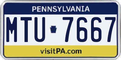 PA license plate MTU7667