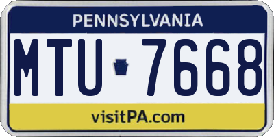 PA license plate MTU7668
