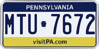 PA license plate MTU7672