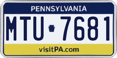 PA license plate MTU7681