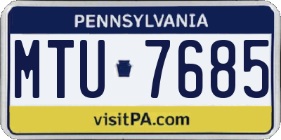PA license plate MTU7685