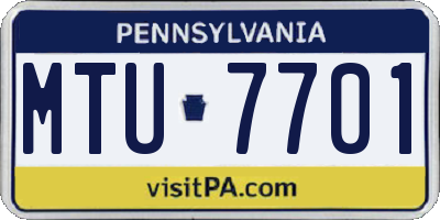 PA license plate MTU7701
