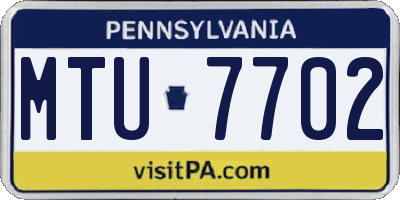 PA license plate MTU7702