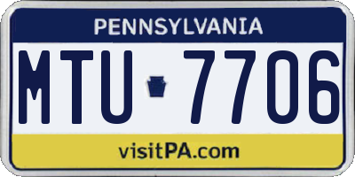 PA license plate MTU7706