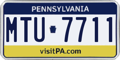 PA license plate MTU7711
