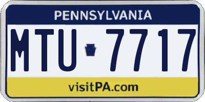PA license plate MTU7717