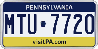 PA license plate MTU7720