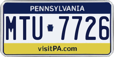 PA license plate MTU7726