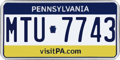 PA license plate MTU7743