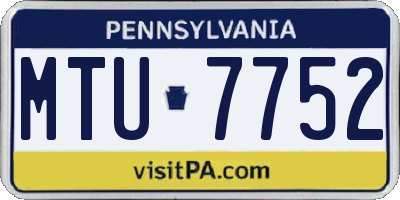 PA license plate MTU7752